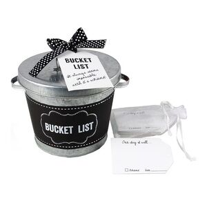 Bucket List Tin with Black Chalkboard & “one day I will cards” included. NWT.